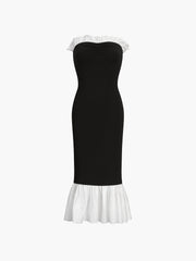 Patchwork-Midikleid mit Rüschensaum