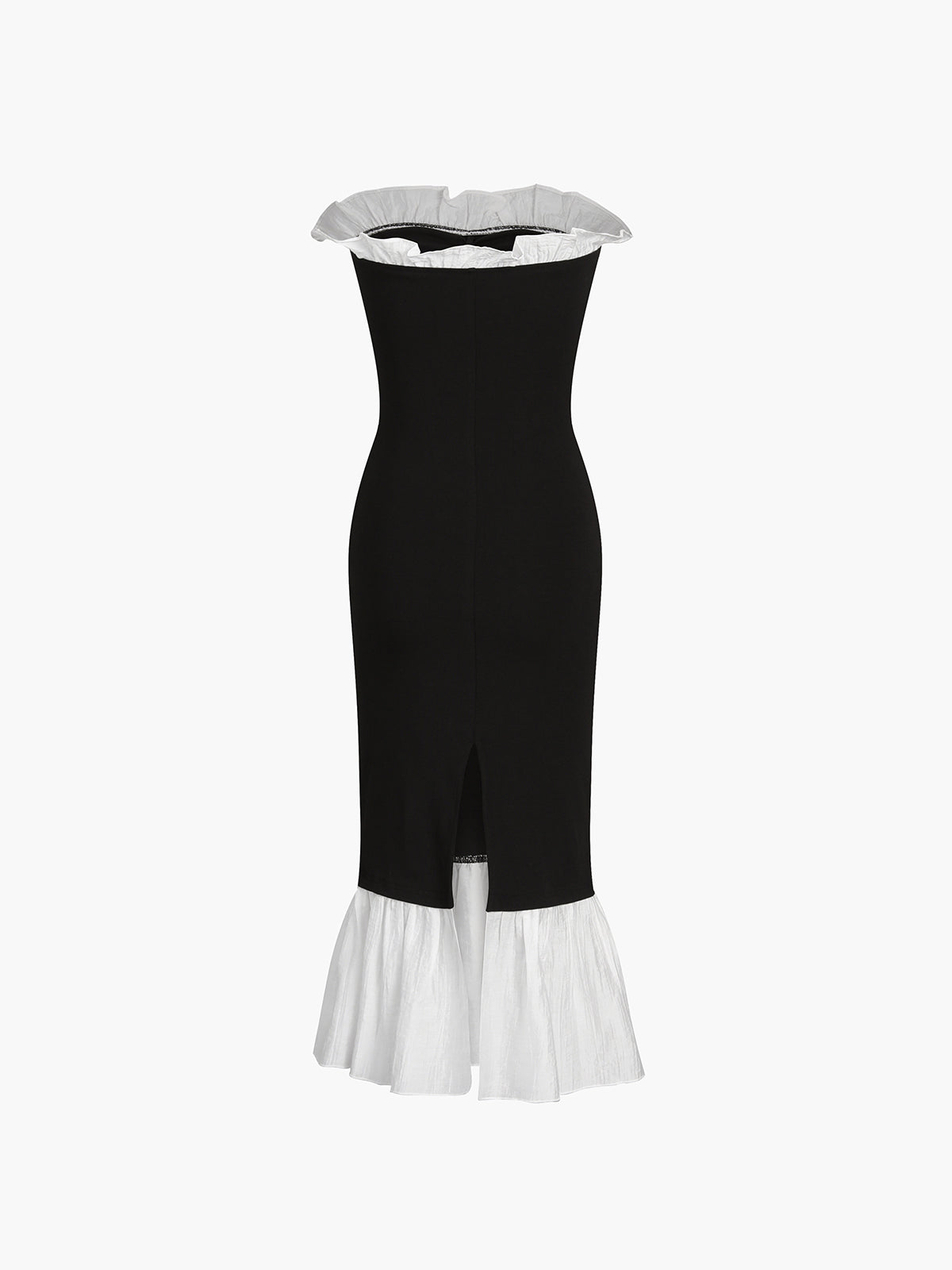 Patchwork-Midikleid mit Rüschensaum