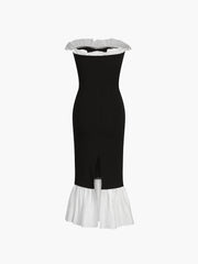 Patchwork-Midikleid mit Rüschensaum