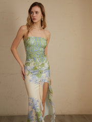 Geschlitztes Midikleid „Monet“ mit Blumendruck