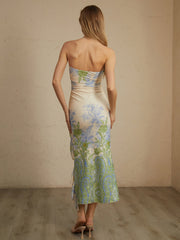 Geschlitztes Midikleid „Monet“ mit Blumendruck