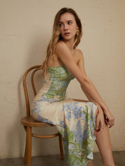 Geschlitztes Midikleid „Monet“ mit Blumendruck