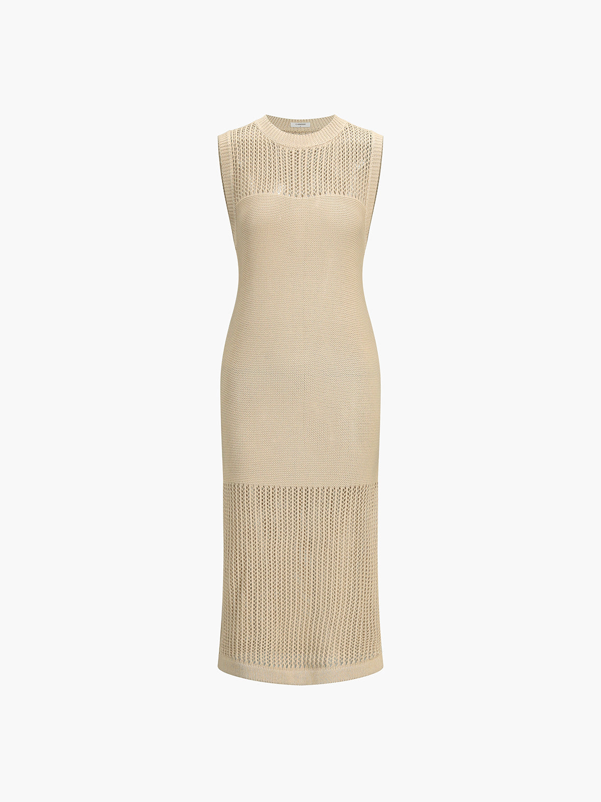Eyelet Sleeveless Sweater Midi Dress