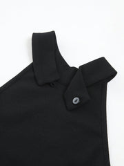 Zweifarbiges Neckholder-Kurzkleid mit Puffärmeln