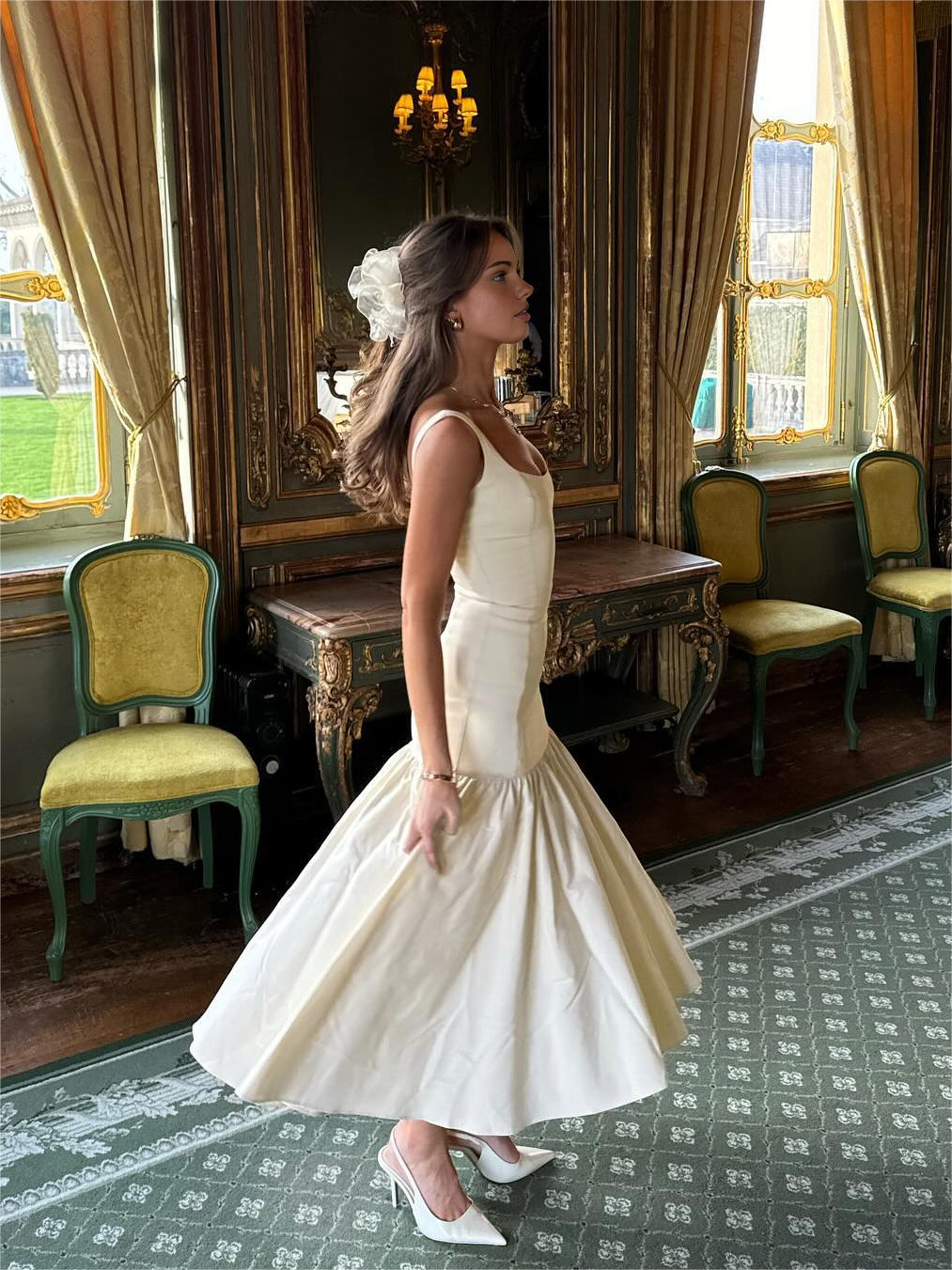 Langes Camisole-Sommerkleid mit Rüschen