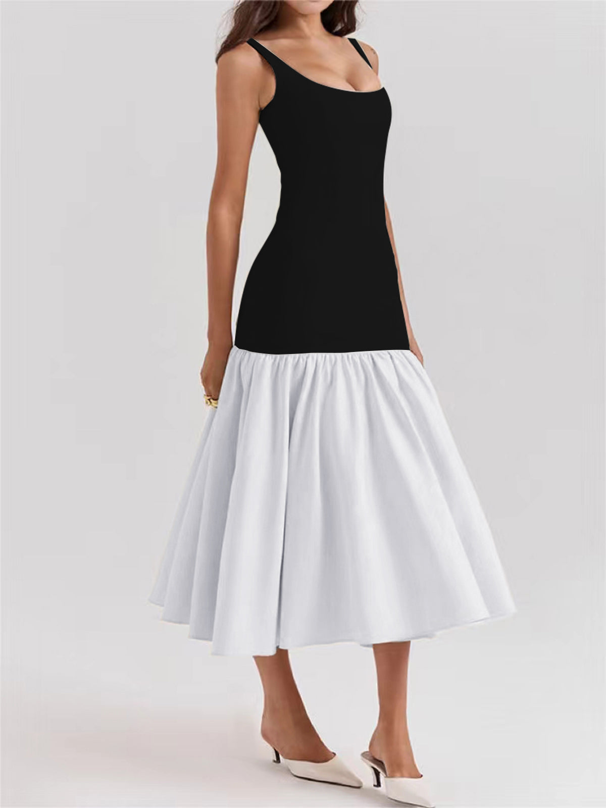 Langes Camisole-Sommerkleid mit Rüschen