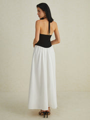 Zweifarbiges langes Neckholderkleid