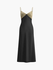 Zweifarbiges langes Camisole-Kleid
