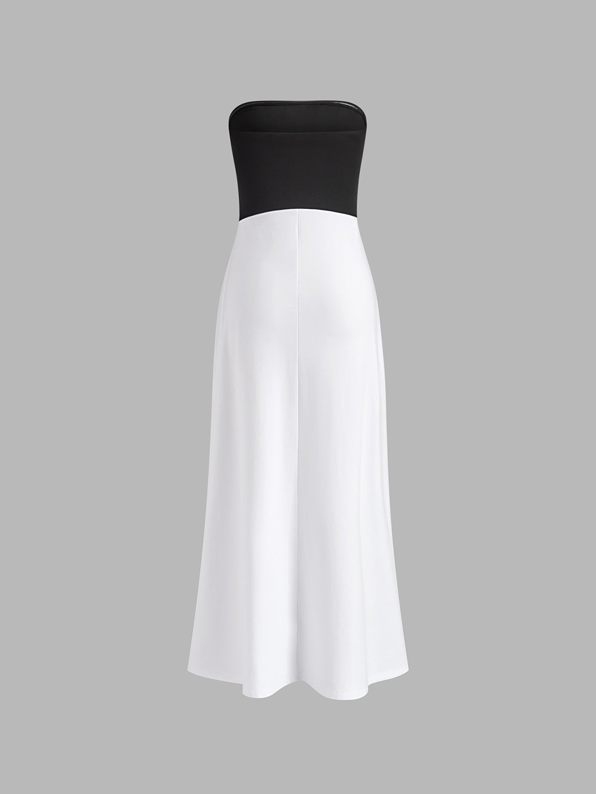 Zweifarbiges, rückenfreies, langes Schlauchkleid
