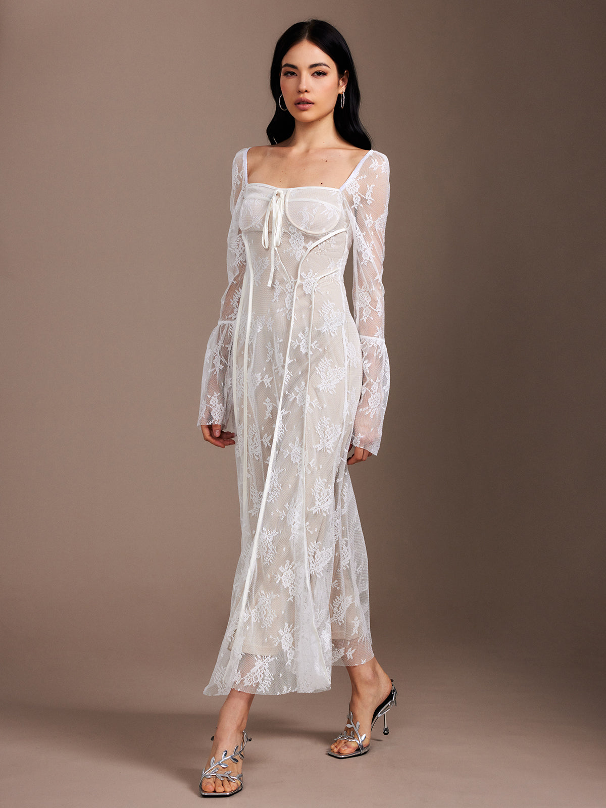 Lace Ruffle Flowy Dress