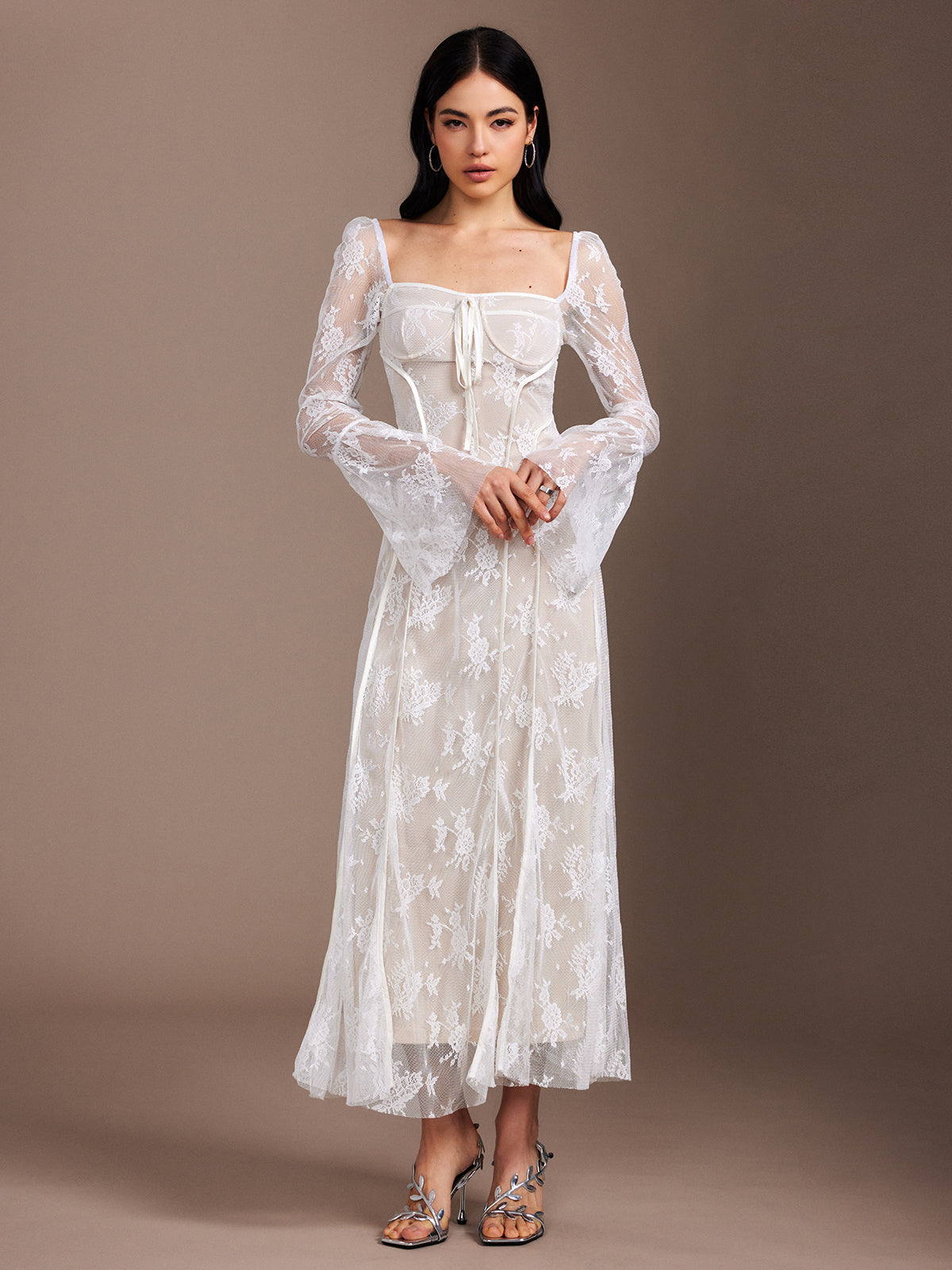 Lace Ruffle Flowy Dress