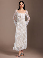 Lace Ruffle Flowy Dress