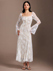 Lace Ruffle Flowy Dress