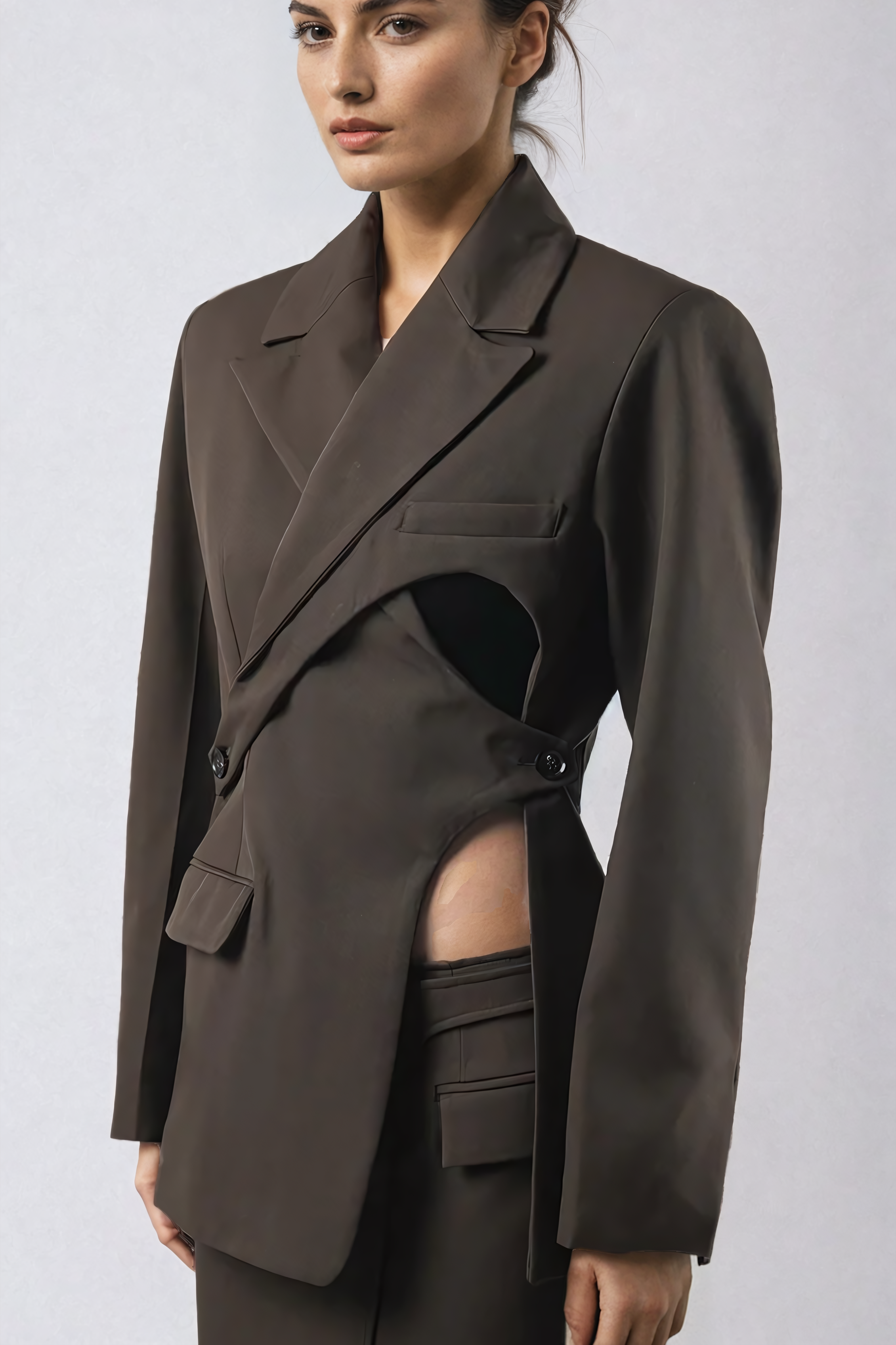 Beck Deconstruct Cutout Long Sleeve Blazer