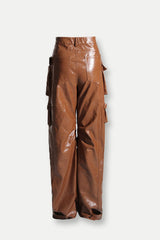 Charlotte Pockets Embellished Cargo Pants In Brown
