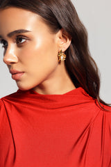 Buffy Asymmetric Pearl Metal Earrings