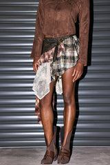 Cadell Patchwork Asymmetric Buckle Skirt