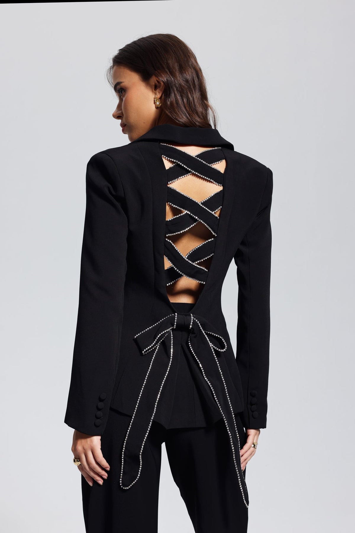 Celine Hollow Cross Plunge Blazer