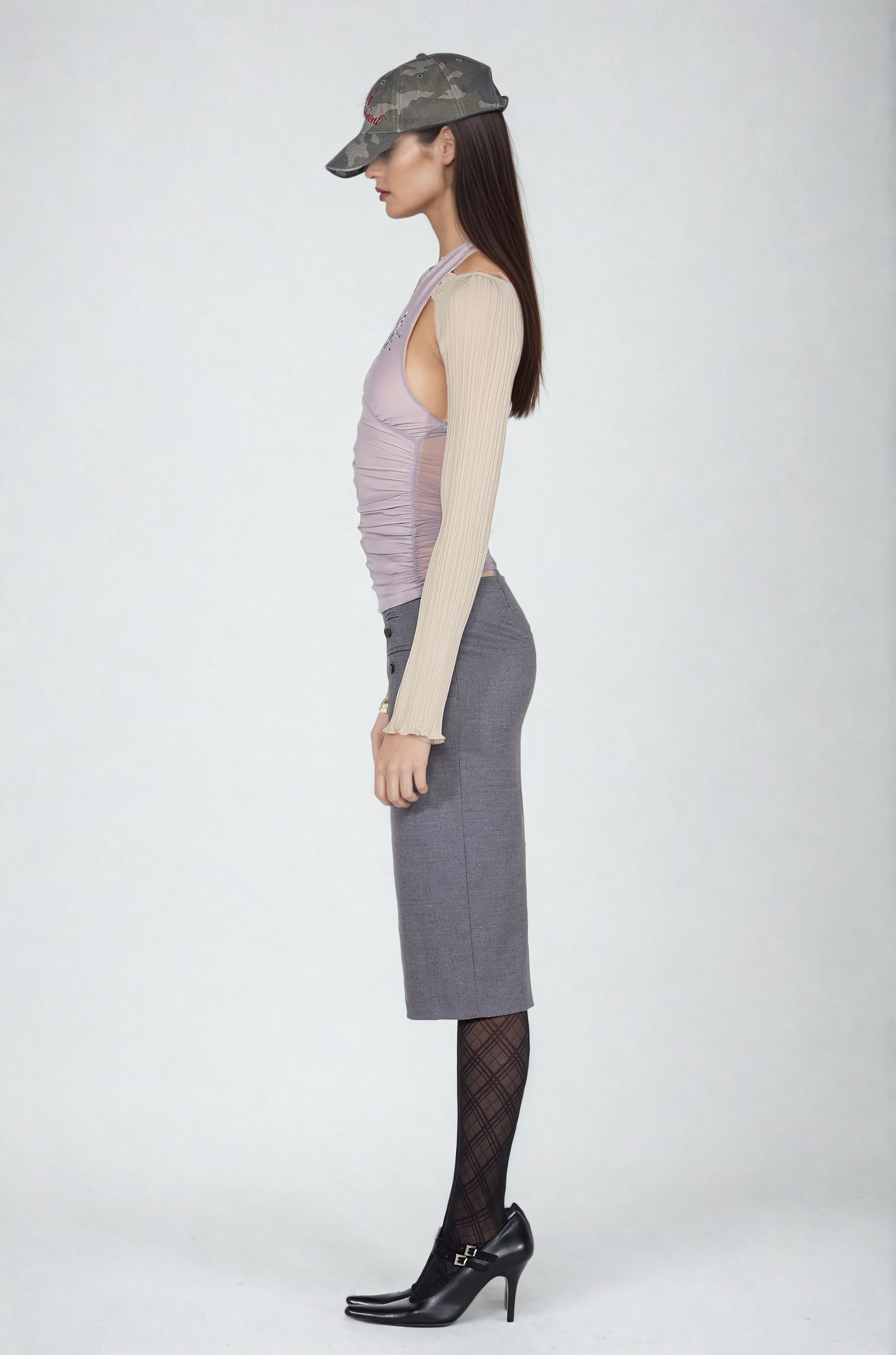 Dakota Halter Neck Backless Ruch Top In Slight Purple