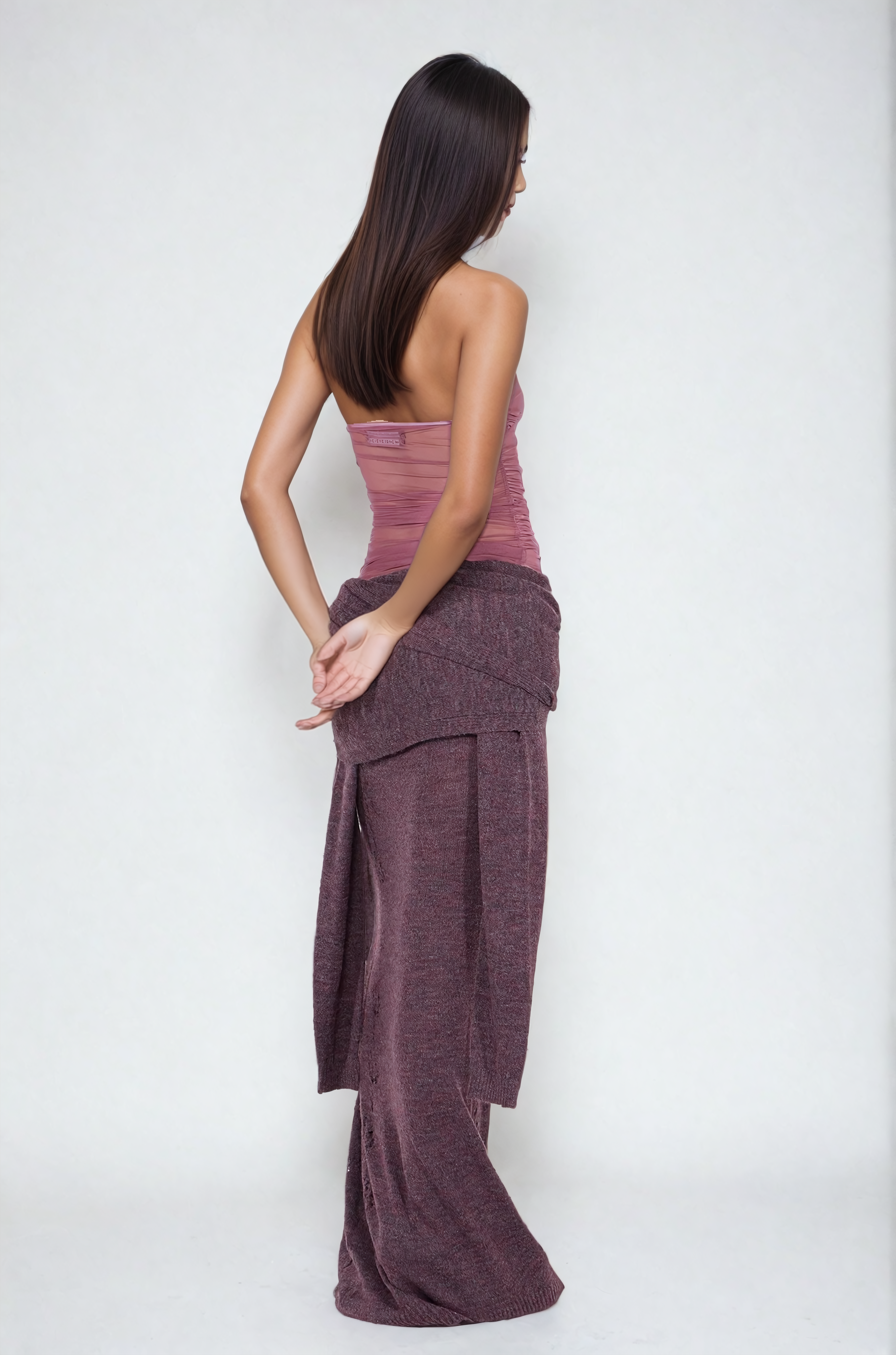 Dakota Halter Neck Backless Ruch Top In Pink