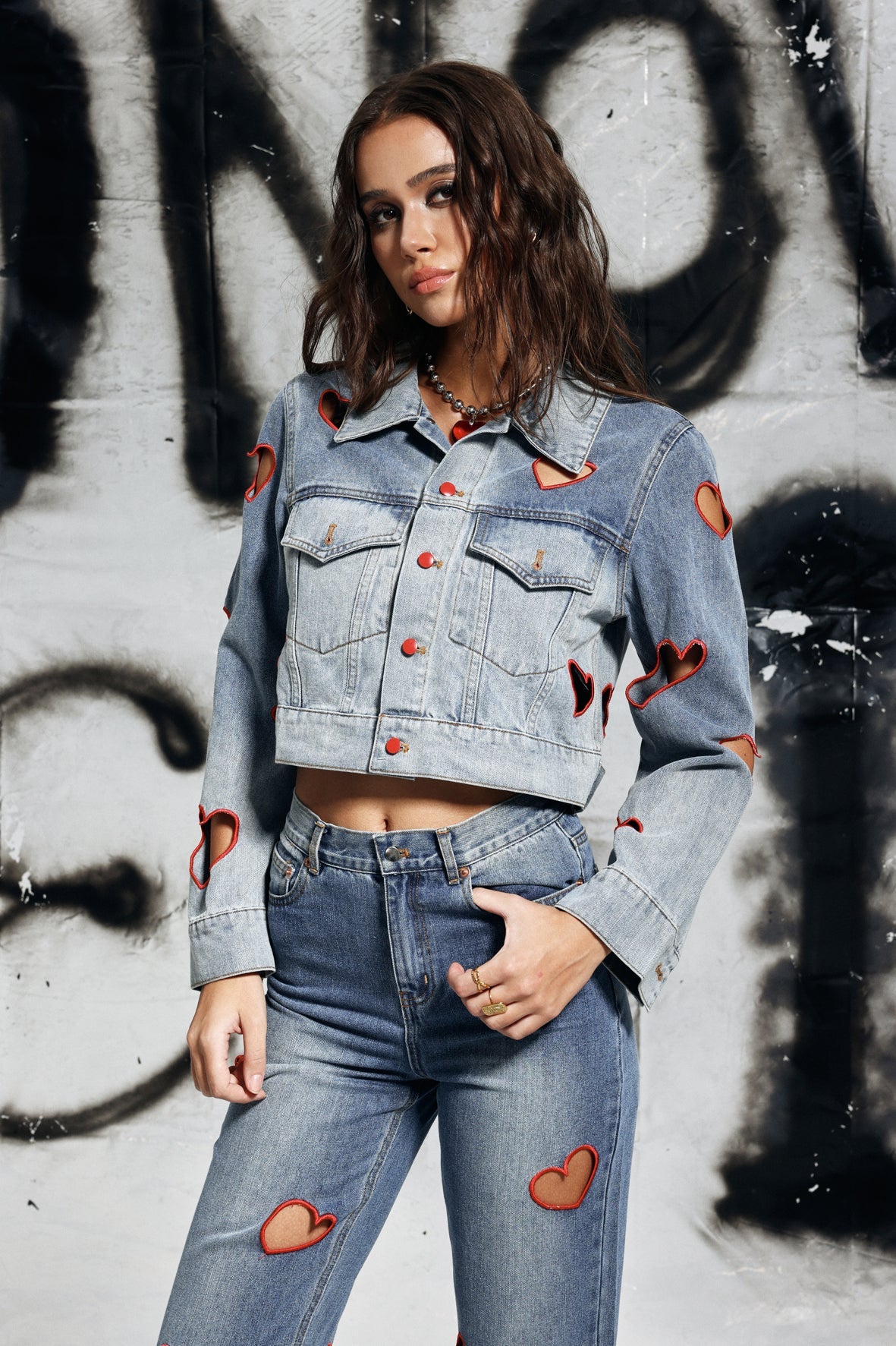 Dora Love Cutout Short Denim Jacket