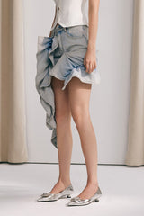 Eleanor Ruffle Denim Mini Skirt