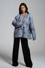 Elijah Grid Graffiti Plunge Blazer