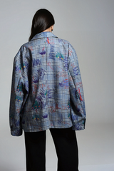 Elijah Grid Graffiti Plunge Blazer