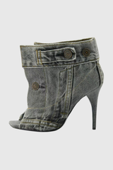 Ellianna Denim Button Fish Mouth Sandal Boots
