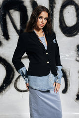 Eshani Denim Deconstruct Blazer In Black