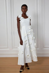 Giovanna Ruffle Flower Sleeveless Maxi Dress