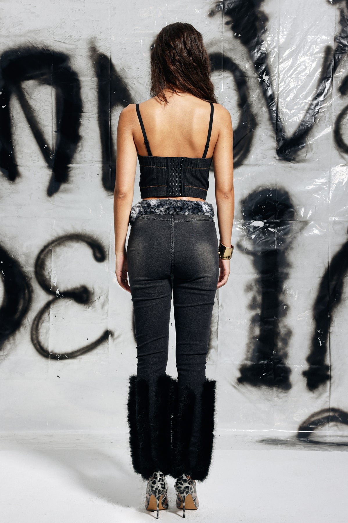 Gwyneth Butterfly Studded Denim Top