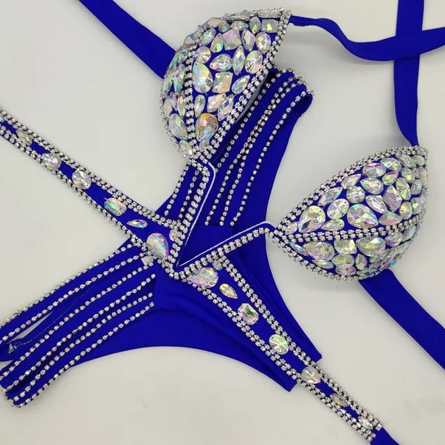 2020 venus vacation V collar rhinestone swimwear daimond bikini set push up swimsuit bling stones bathing suit