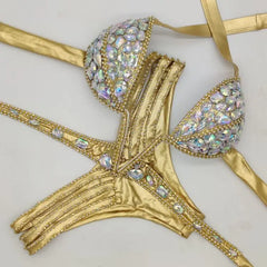 2020 venus vacation V collar rhinestone swimwear daimond bikini set push up swimsuit bling stones bathing suit