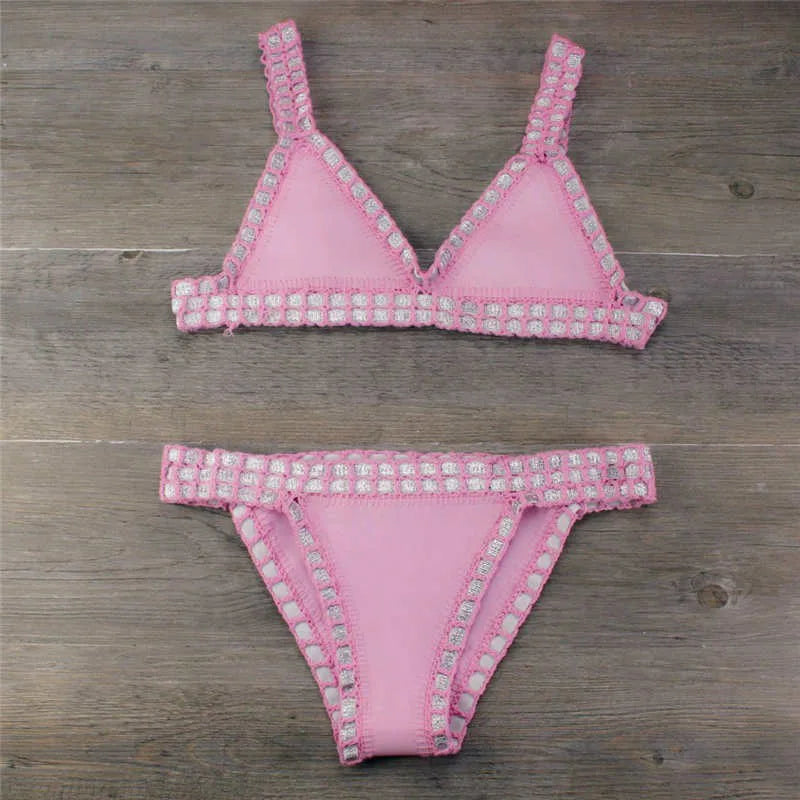 Sexy Bikinis  Summer Women Swimsuit Hand Crocheted Bikini Set Swimwear Beach Bathing Suit Biquini Female Monokini