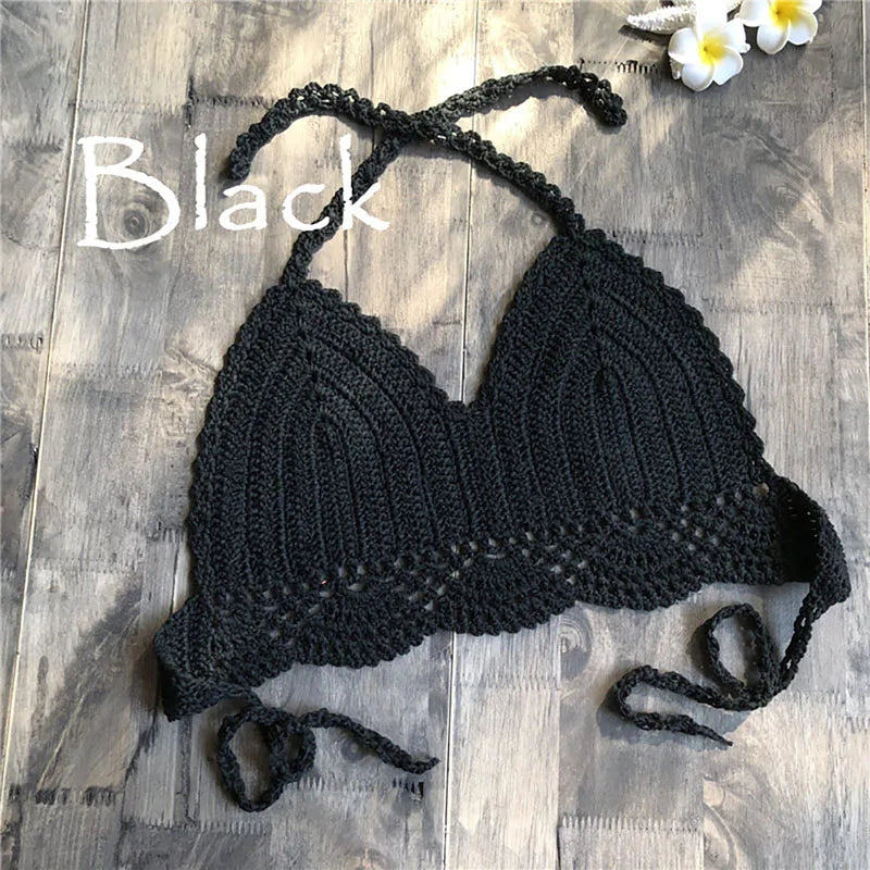 Micro Bikini 2020 Women Handmade Crochet Knit Swimwear Halter Patchwork Bathing Suit Swimsuit Biquini Thong Bikini traje de bano