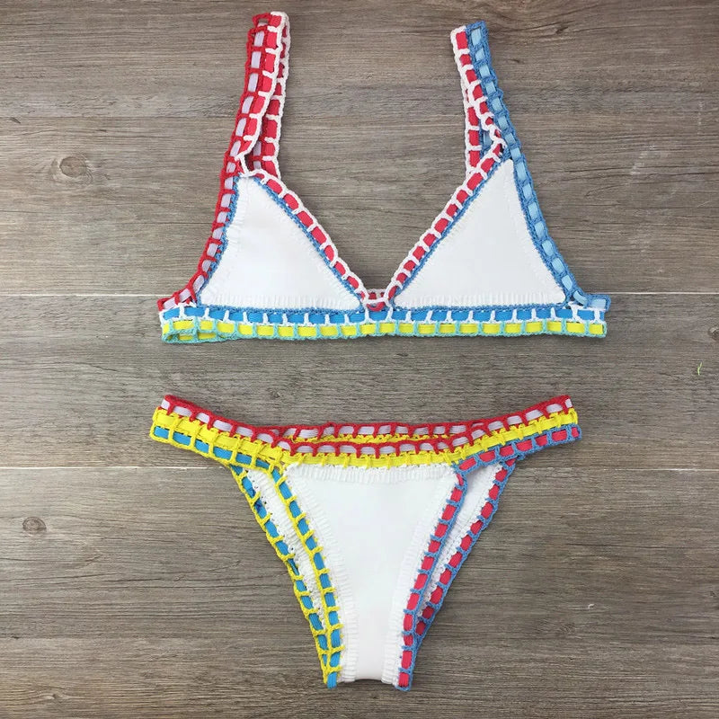 Sexy Bikinis  Summer Women Swimsuit Hand Crocheted Bikini Set Swimwear Beach Bathing Suit Biquini Female Monokini