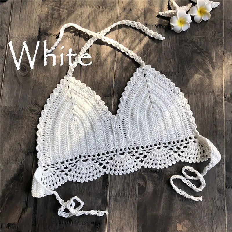 Micro Bikini 2020 Women Handmade Crochet Knit Swimwear Halter Patchwork Bathing Suit Swimsuit Biquini Thong Bikini traje de bano