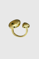 Henley Glossy Drop Asymmetric Rings In Gold