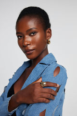Henley Glossy Drop Asymmetric Rings In Gold