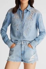 Henry Lace Ombre Denim Shirt