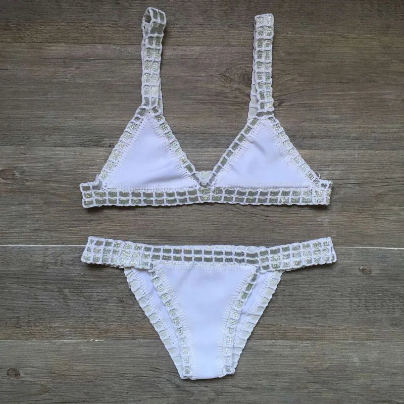 Sexy Bikinis  Summer Women Swimsuit Hand Crocheted Bikini Set Swimwear Beach Bathing Suit Biquini Female Monokini