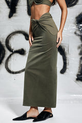 Hollister Twist Ruch Skirt In Green