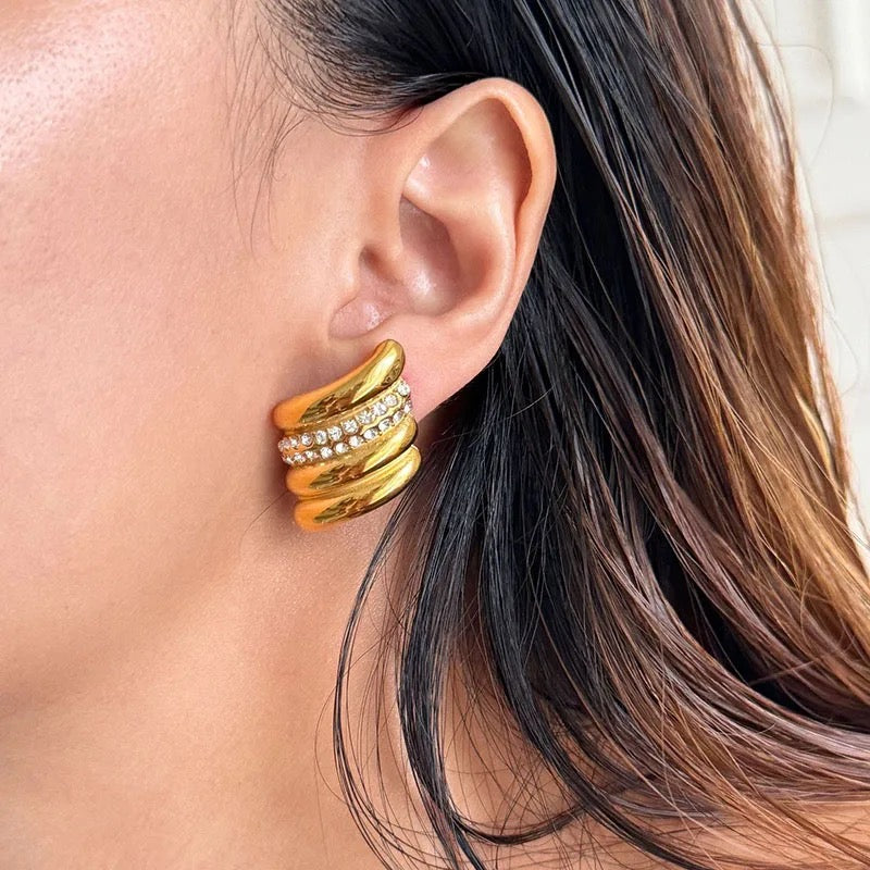 rhinestone pave wing Earrings