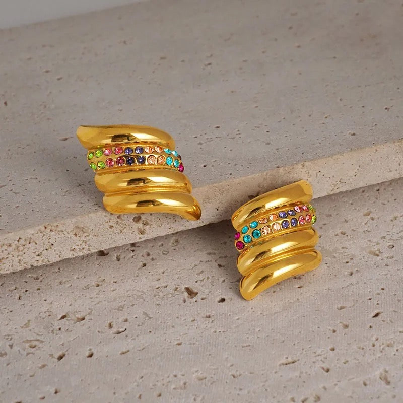 rhinestone pave wing Earrings