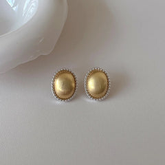 Two Color Tone Oval Earrings