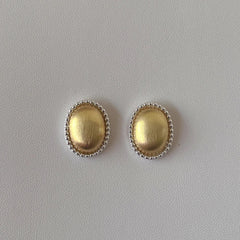 Two Color Tone Oval Earrings