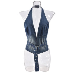Eliane Denim Halter Top