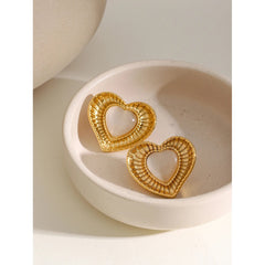 White opal Heart Stud Earrings