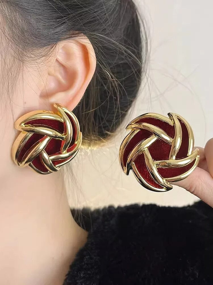 Spiral Black Velvet Earrings